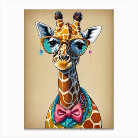 Giraffe With Glasses Canvas Print Canvas Print