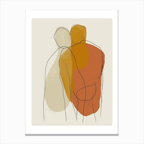 Two People Hugging Minimalist Line Art Monoline Illustration Canvas Print