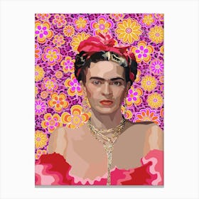 Frida Kahlo in Magenta Canvas Print