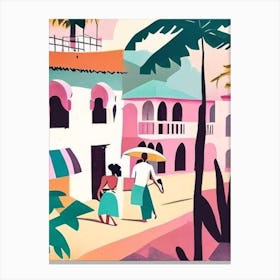 Goa India Palm Muted Pastel Tropical Destination Canvas Print