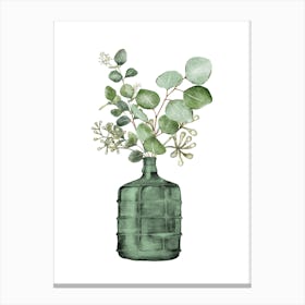 Eucalyptus Leaves In Vase Watercolour Art Canvas Print