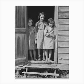 Children Of Day Laborer In Doorway Of Their Home Near New Iberia, Louisiana By Russell Lee Canvas Print