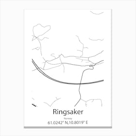 Ringsaker,Norway Minimalist Map Canvas Print