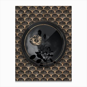 Shadowy Vintage Sparkling Rose Botanical in Black and Gold Canvas Print