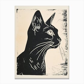 Abyssinian Cat Linocut Blockprint 8 Canvas Print