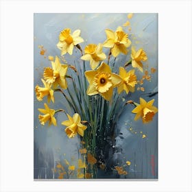 Gold Plated Yellow Narcissus Flowers Canvas Print