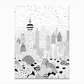 Shanghai, Illustration In The Style Of Pop Art 4 Canvas Print