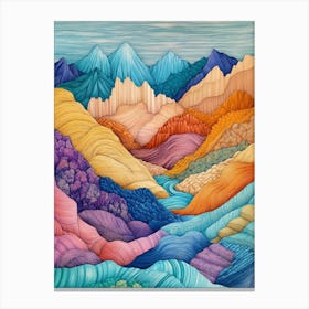 Colourful Mountain Illustration Poster Art Print 1 Canvas Print