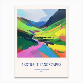 Colourful Abstract Snowdonia National Park Wales 4 Poster Blue Canvas Print