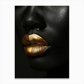 Black Woman With Gold Lips Canvas Print