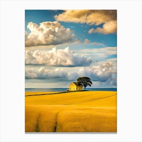 Yellow House In A Field Canvas Print