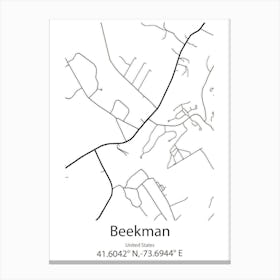 Beekman,United States Minimalist Map 1 Canvas Print