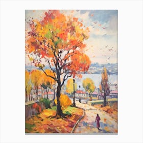 Autumn City Park Painting Kalemegdan Park Belgrade Serbia 2 Canvas Print