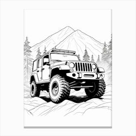 Jeep Wrangler Line Drawing 15 Canvas Print