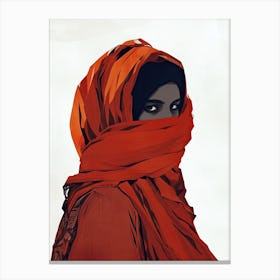 Arabian Woman In A Red Scarf, Middle East Canvas Print