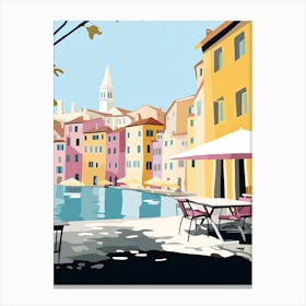 Rovinj, Croatia, Flat Pastels Tones Illustration 1 Canvas Print