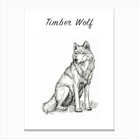 B&W Timber Wolf Poster Canvas Print