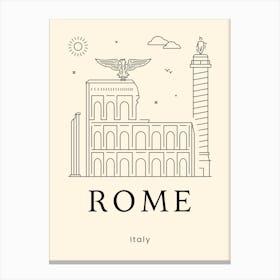 Rome, Italy, Line Art Canvas Print