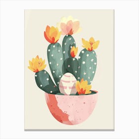 Easter Cactus Plant Minimalist Illustration 1 Canvas Print