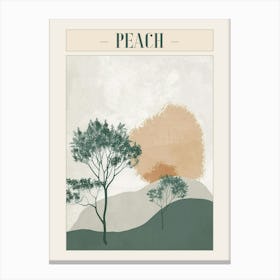 Peach Tree Minimal Japandi Illustration 4 Poster Canvas Print