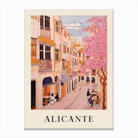 Alicante Spain 3 Vintage Pink Travel Illustration Poster Canvas Print
