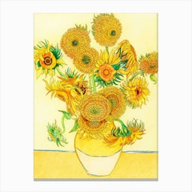 Van Gogh - Sunflowers In A Vase Canvas Print