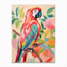 Pink Scandi Macaw 2 Canvas Print