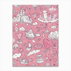 Doodles On Pink Background Canvas Print