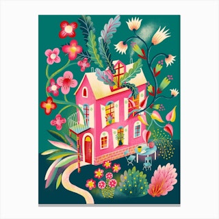 The Pink Blooming House Canvas Print