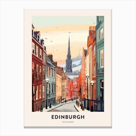 Vintage Winter Travel Poster Edinburgh Scotland 3 Canvas Print