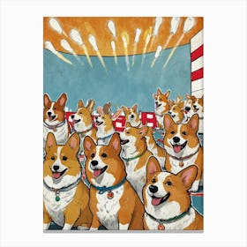 Corgis At The Circus Canvas Print