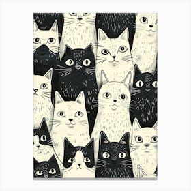 Perfectly Repeatable Artwork With Cute Cat Faces 44 Canvas Print