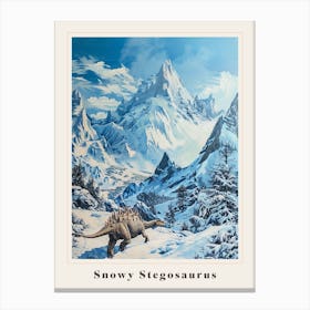 Stegosaurus Snowy Landscape Painting Poster Canvas Print