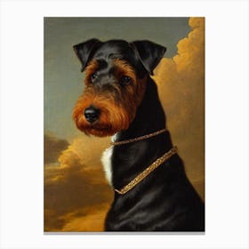 Airedale Terrier Renaissance Portrait Oil Painting Canvas Print