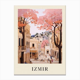 Izmir Turkey 3 Vintage Pink Travel Illustration Poster Canvas Print