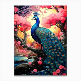 Peacock Painting Canvas Print