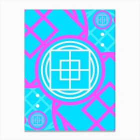 Geometric Glyph in White and Bubblegum Pink and Candy Blue n.0004 Canvas Print