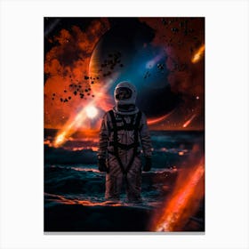 Lost Astronaut Asteroids In Ocean Canvas Print