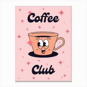 Retro Cartoon Coffee Club Canvas Print