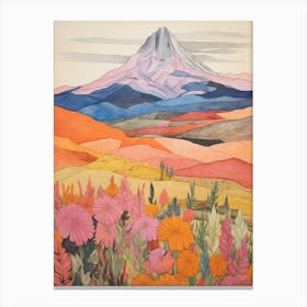 Cotopaxi Ecuador 2 Colourful Mountain Illustration Canvas Print