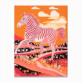 Zebra Running Linocut Inspired  4 Canvas Print