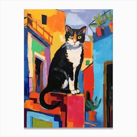 Painting Of A Cat In Essaouira Morocco 2 Canvas Print