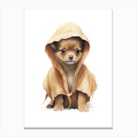 Puppy Dog As A Jedi Watercolour 3 Canvas Print