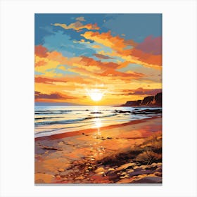 A Vibrant Painting Of Dornoch Beach Highlands Scotland 4 Canvas Print