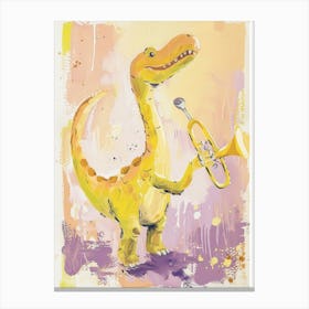 Dinosaur Playing The Trumpet Painting 4 Canvas Print