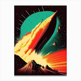 Asteroid Impact 2 Vintage Sketch Space Canvas Print