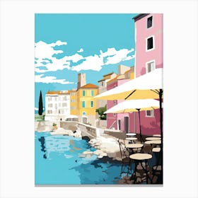 Antibes, France, Flat Pastels Tones Illustration 1 Canvas Print