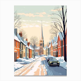 Vintage Winter Travel Illustration St Andrews United Kingdom 2 Canvas Print