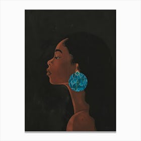 Woman With Blue Earrings Canvas Print