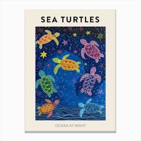 Sea Turtles In The Stars Crayon Drawing Poster Canvas Print